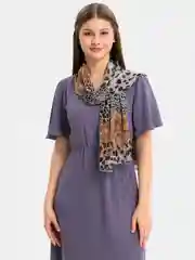 Песочный хаки платок леопардовый / Женский платок на голову, шею, плечи, сумку / Легкий шарф