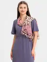 Розовый платок леопардовый / Женский платок на голову, шею, плечи, сумку / Легкий шарф