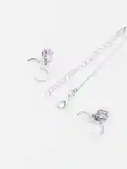 Розовый комплект: серьги и цепочка, с камнем