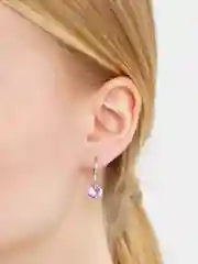 Розовый комплект: серьги и цепочка, с камнем