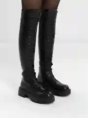 Черный женские ботфорты, зимние, высокие