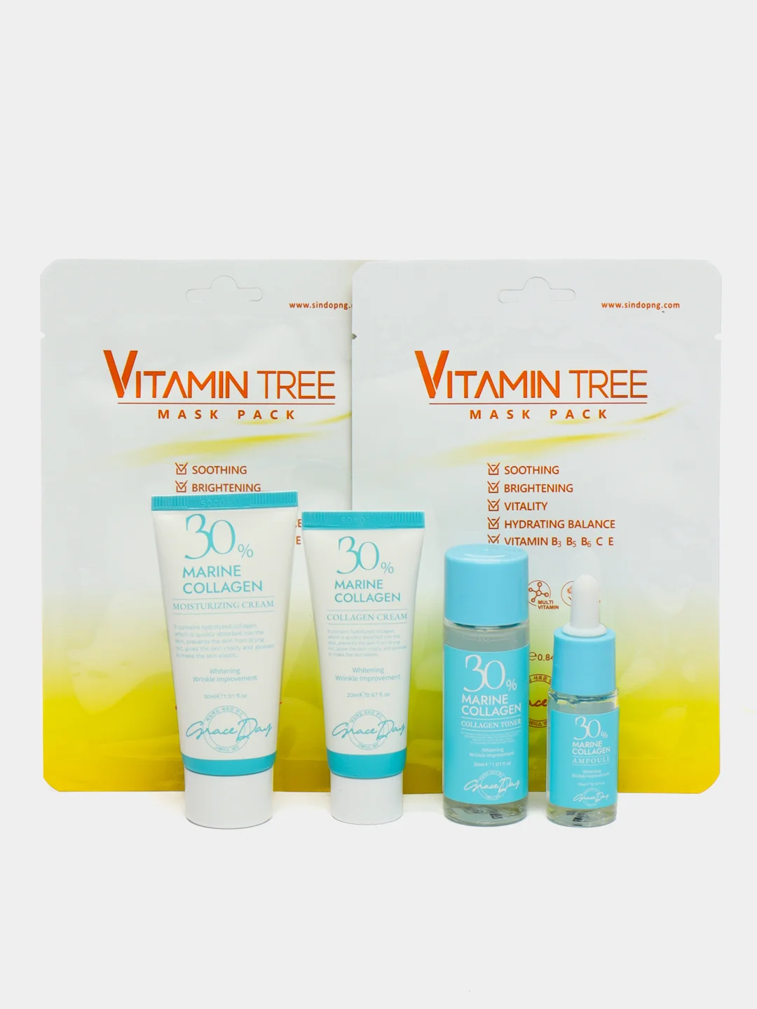 Набор для лица с коллагеном Marine Collagen 30% Grace Day, 30/30/10/20 мл, Корея