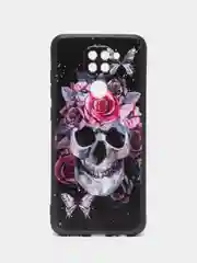 Тёмно-бордовый чехол силиконовый для Xiaomi Redmi Note 9 (Сяоми Редми Ноут 9), с принтом, с рисунком