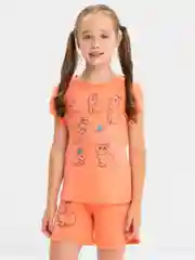 Коралловый комплект для девочки: футболка и шорты