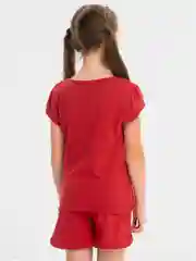 Красный комплект для девочки: футболка и шорты
