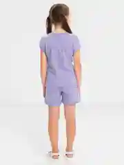 Фиолетовый комплект для девочки: футболка и шорты