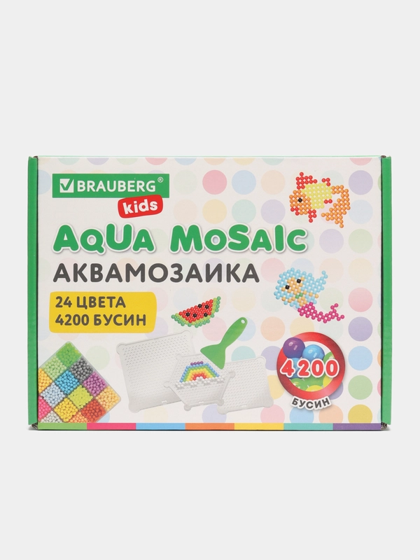 Аквамозаика Aqua Pixels 24 цвета 4200 бусин, с трафаретами, инструментами, Brauberg 664916