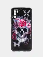 Тёмно-бордовый чехол силиконовый для Xiaomi POCO M3 (Сяоми Поко М3), с принтом, с рисунком