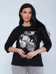 Черный футболка женская, большие размеры