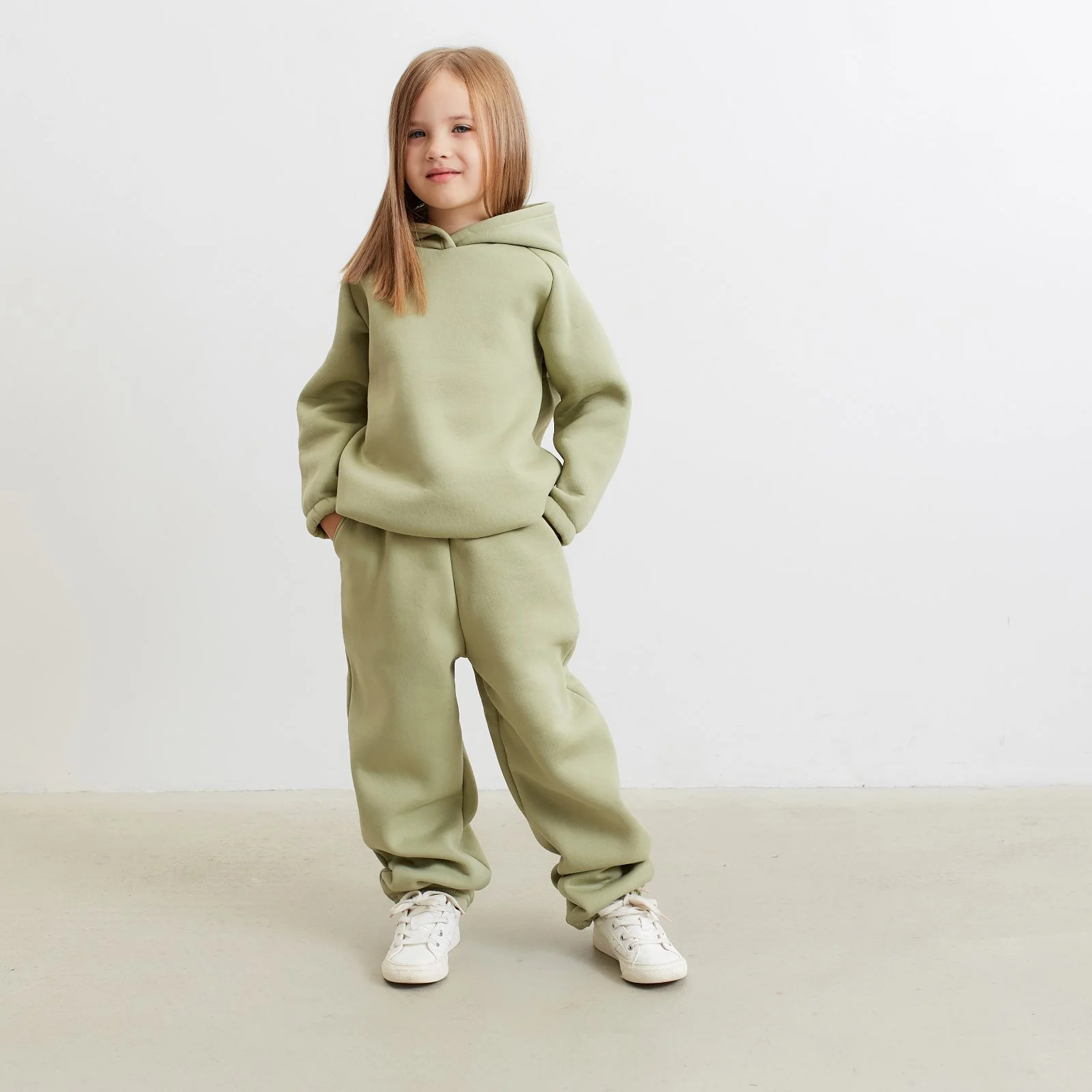 Брюки детские Minaku "Basic Line KIDS", цвет оливковый, рост 122