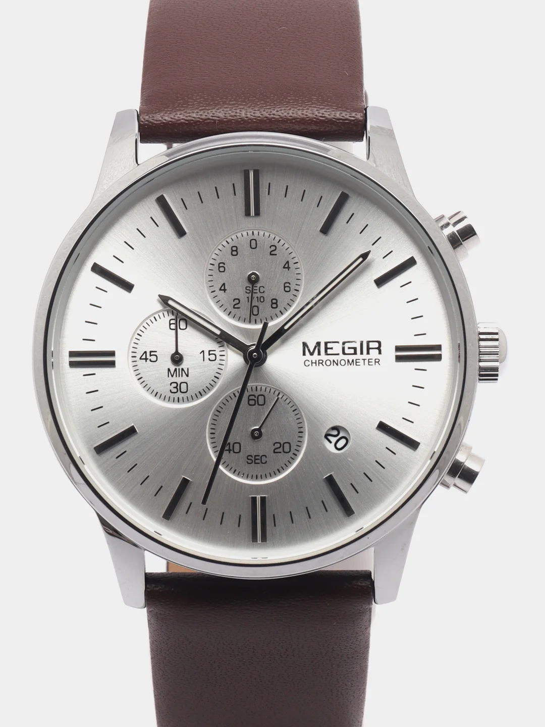 Серебряный мужские наручные часы Megir ML2011G, с хронографом, в подарочной упаковке