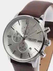 Серебряный мужские наручные часы Megir ML2011G, с хронографом, в подарочной упаковке