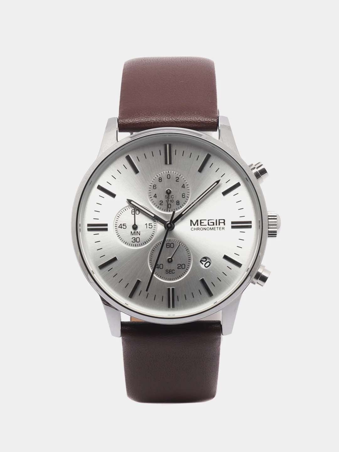 Серебряный мужские наручные часы Megir ML2011G, с хронографом, в подарочной упаковке