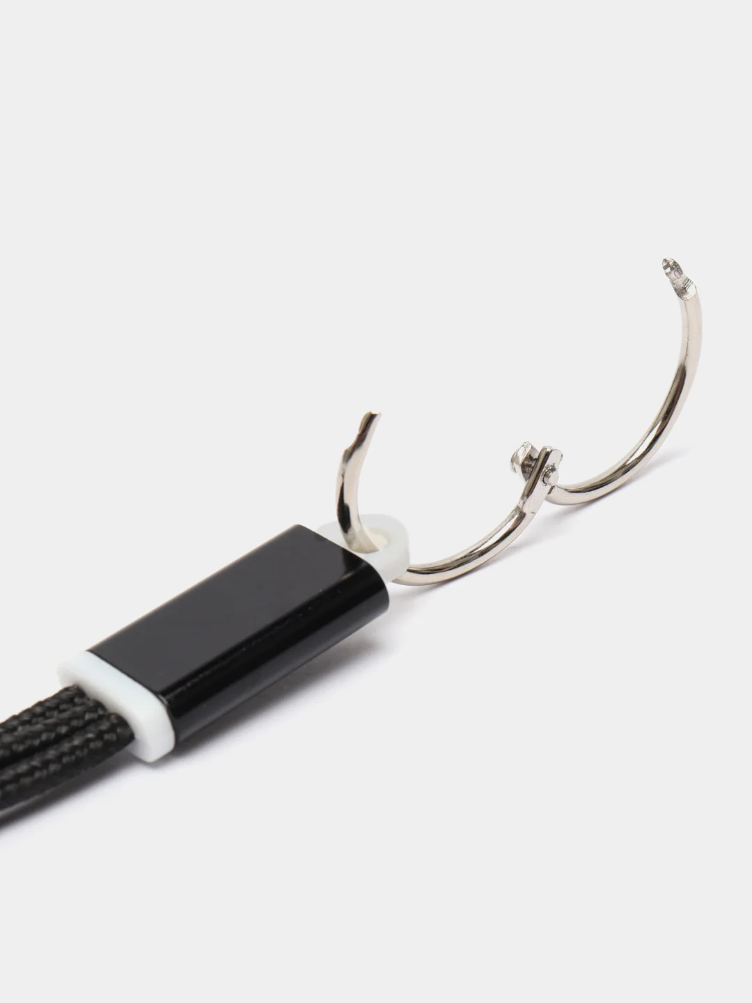 Черный кабель 2 в 1 LuazON, microUSB/Lightning - USB, 1 А, в виде брелка, черный
