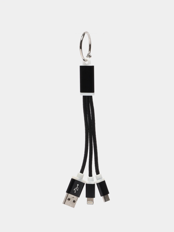 Кабель 2 в 1 LuazON, microUSB/Lightning - USB, 1 А, в виде брелка, черный