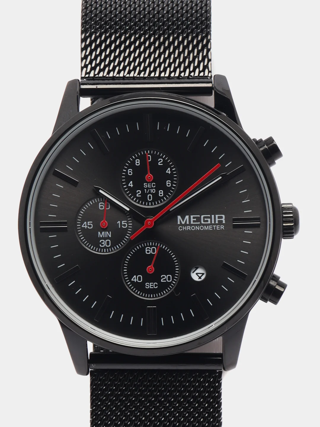 Черный мужские наручные часы Megir MS2011G, с хронографом, в подарочной упаковке