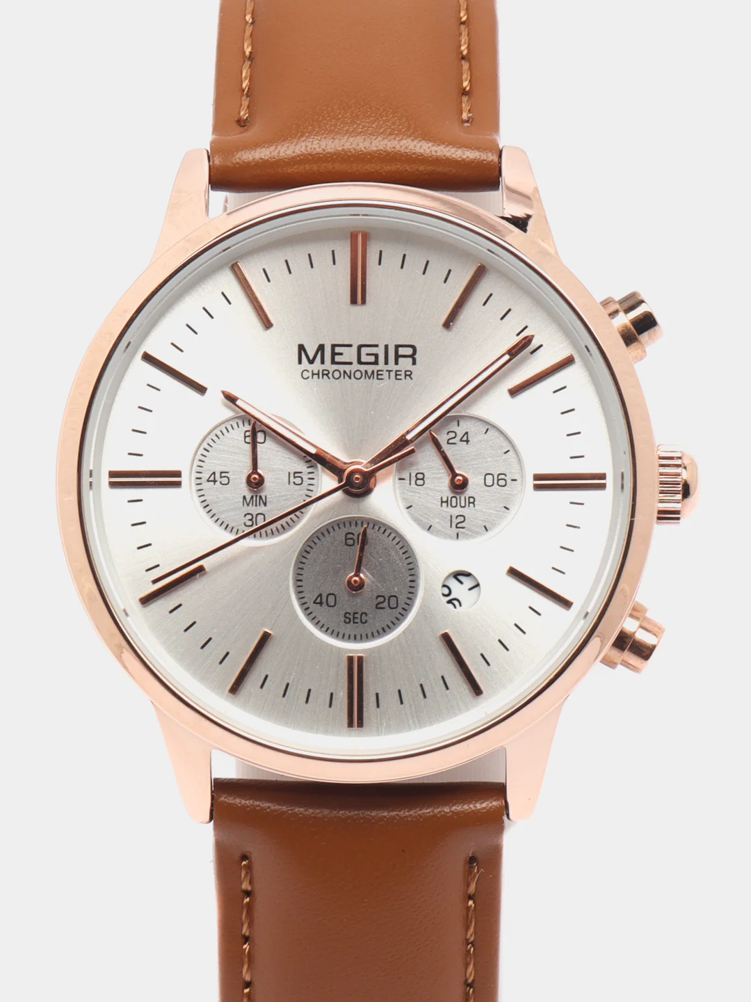 Терракотовый наручные часы Megir ML2011L, с хронографом, в подарочной упаковке