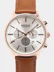 Терракотовый наручные часы Megir ML2011L, с хронографом, в подарочной упаковке