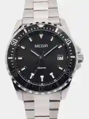 Серебряный мужские наручные часы Megir MS2064AG, с календарём, в подарочной упаковке