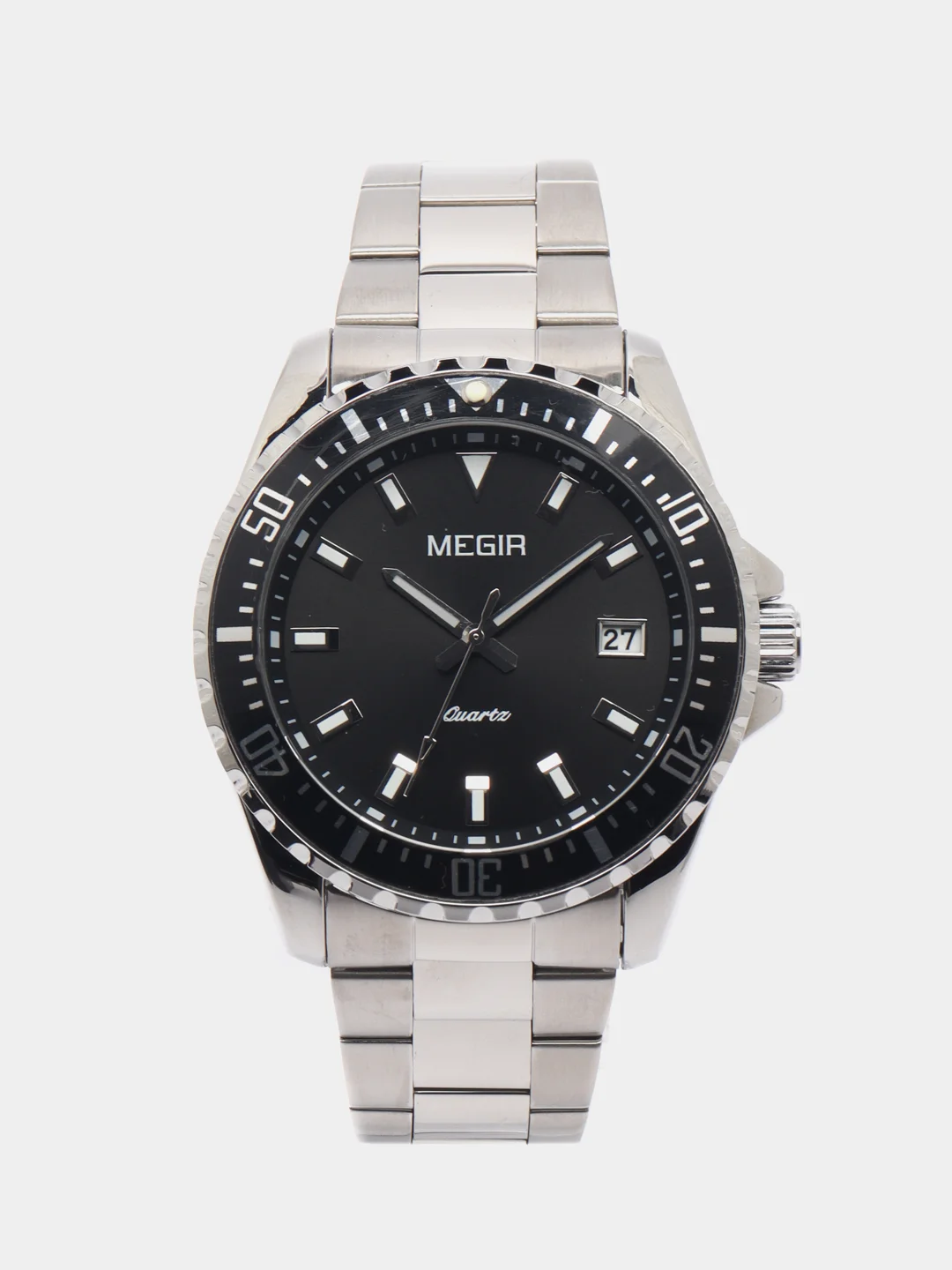 Серебряный мужские наручные часы Megir MS2064AG, с календарём, в подарочной упаковке
