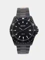 Черный мужские наручные часы Megir MS2064AG, с календарём, в подарочной упаковке