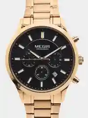 Золотой мужские наручные часы Megir MS2150G, с хронографом, в подарочной упаковке