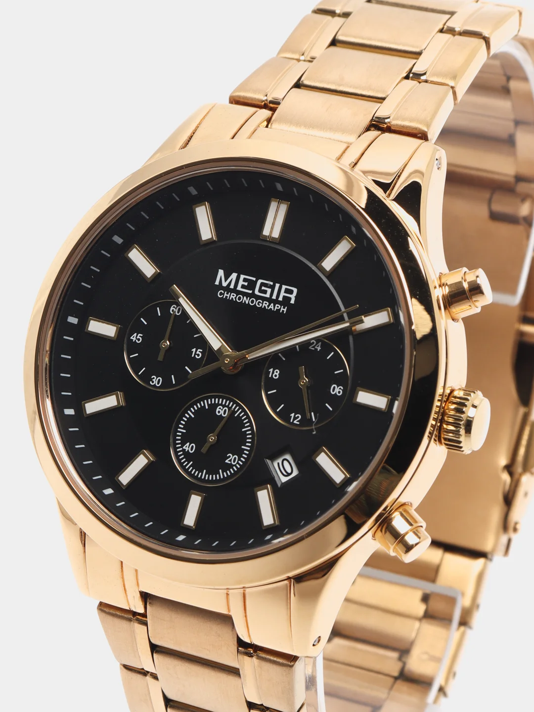 Золотой мужские наручные часы Megir MS2150G, с хронографом, в подарочной упаковке