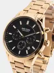 Золотой мужские наручные часы Megir MS2150G, с хронографом, в подарочной упаковке