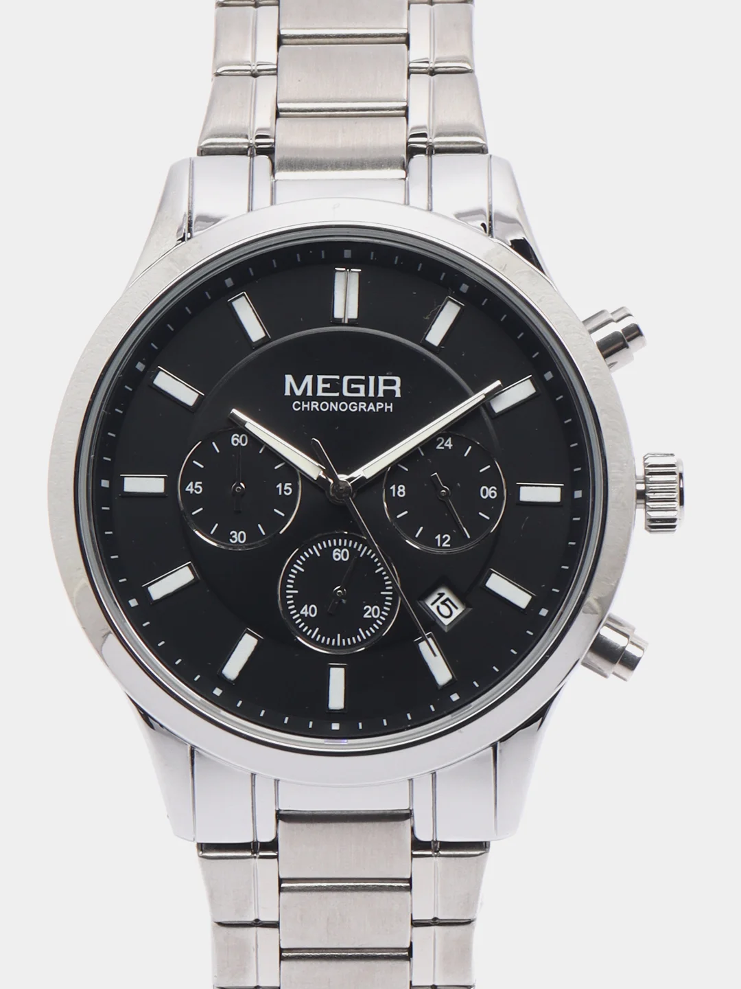 Серебряный мужские наручные часы Megir MS2150G, с хронографом, в подарочной упаковке