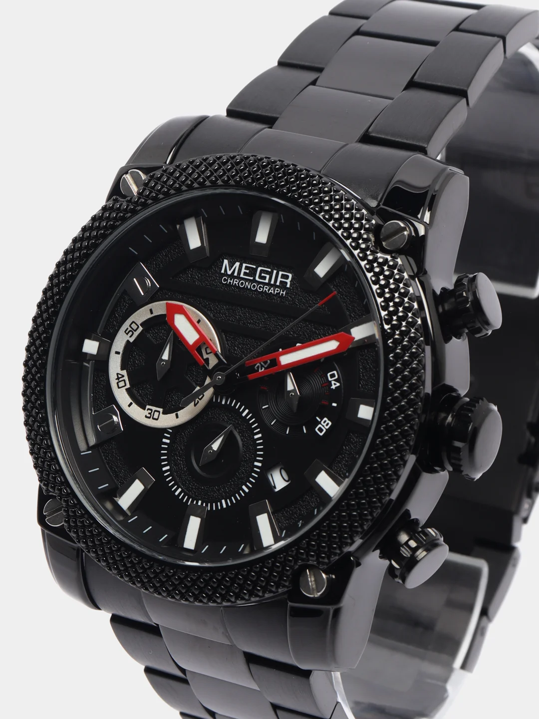 Черный мужские наручные часы Megir MS2134G, с хронографом, в подарочной упаковке
