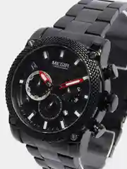 Черный мужские наручные часы Megir MS2134G, с хронографом, в подарочной упаковке
