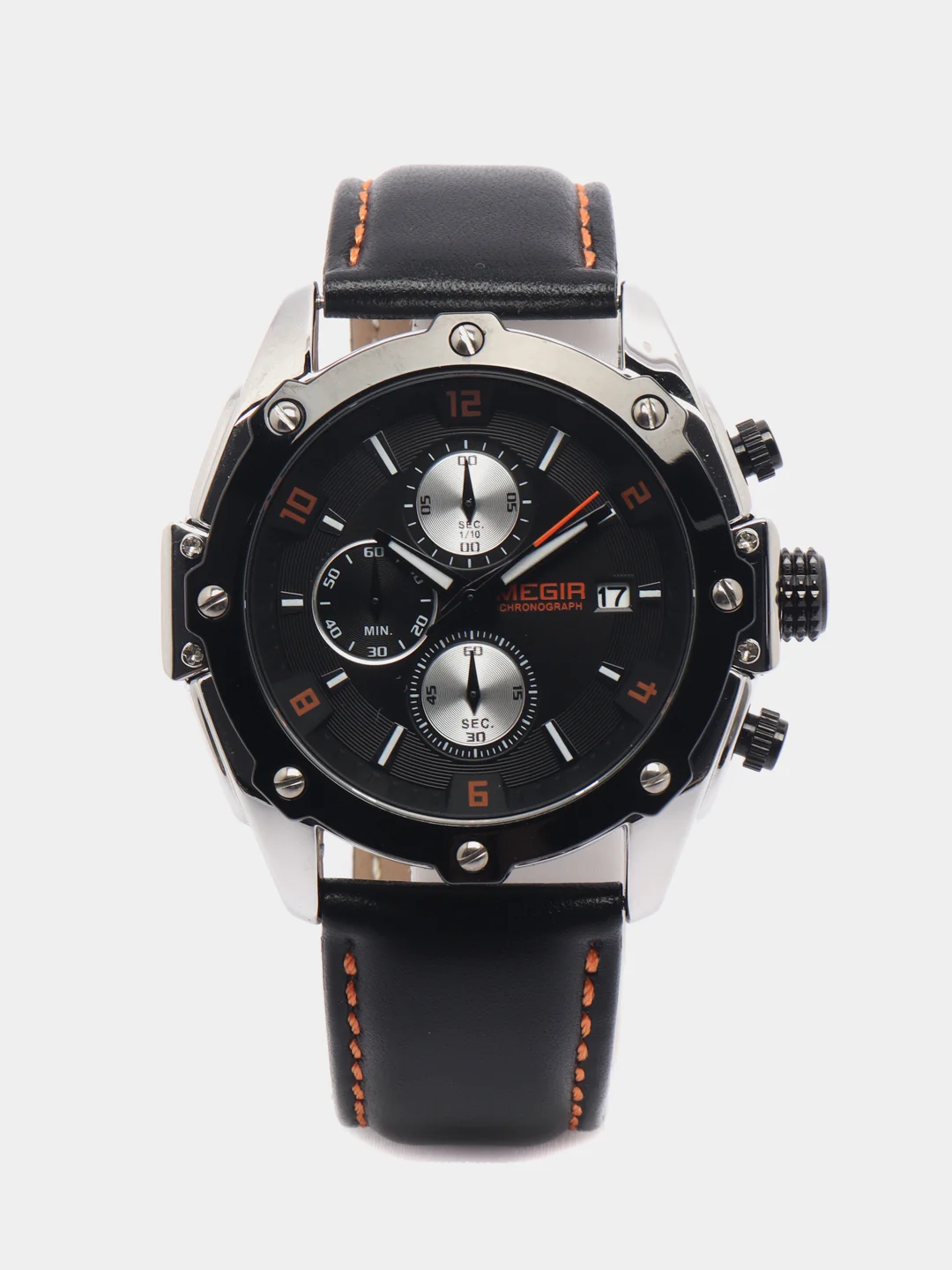 Серебряный наручные часы Megir ML2092G, с хронографом, мужские, в подарочной упаковке