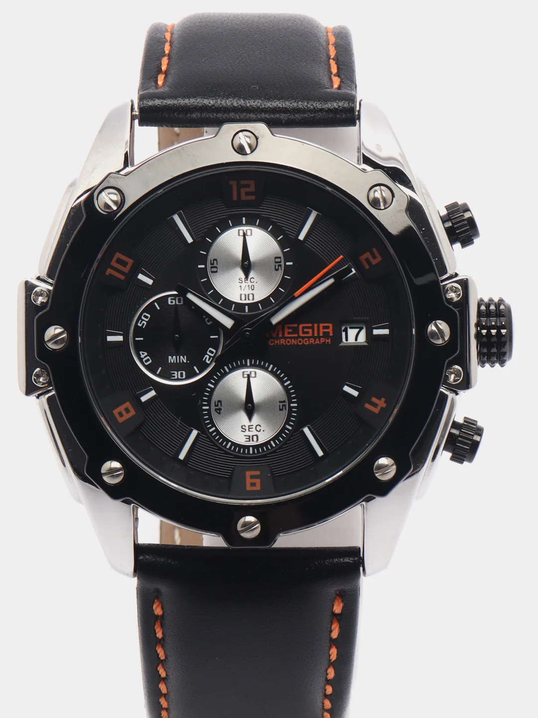Серебряный наручные часы Megir ML2092G, с хронографом, мужские, в подарочной упаковке