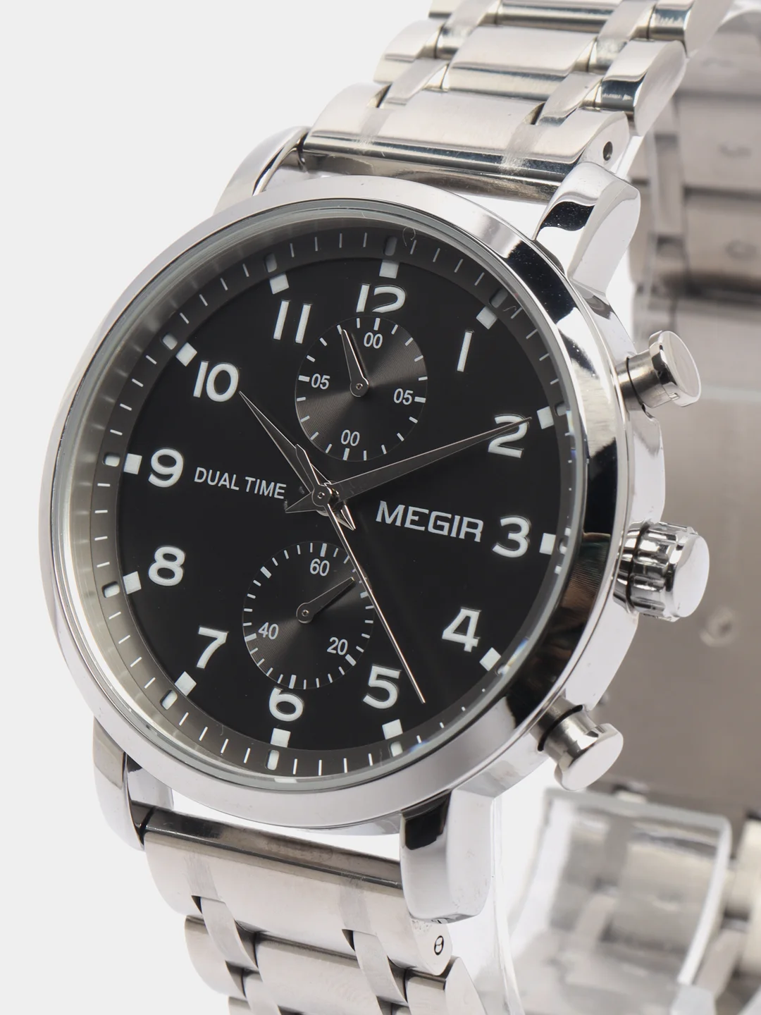 Серебряный мужские наручные часы Megir MS2160G, с хронографом, в подарочной упаковке