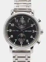 Серебряный мужские наручные часы Megir MS2160G, с хронографом, в подарочной упаковке