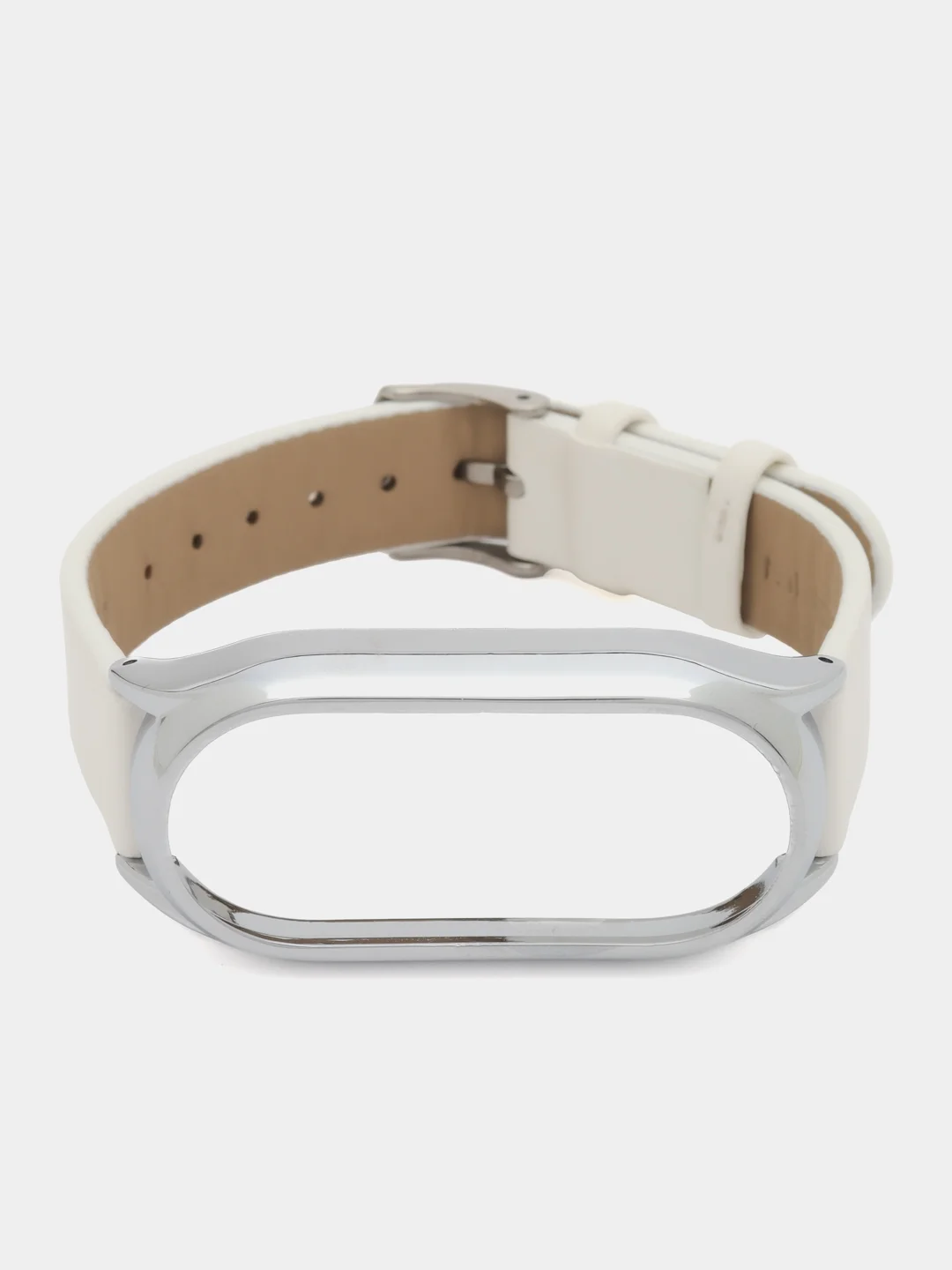 Белый ремешок для Xiaomi Mi Band 8 кожаный фитнес браслет ксяоми ми банд
