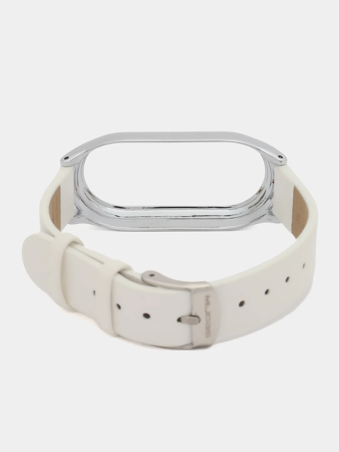 Белый ремешок для Xiaomi Mi Band 8 кожаный фитнес браслет ксяоми ми банд