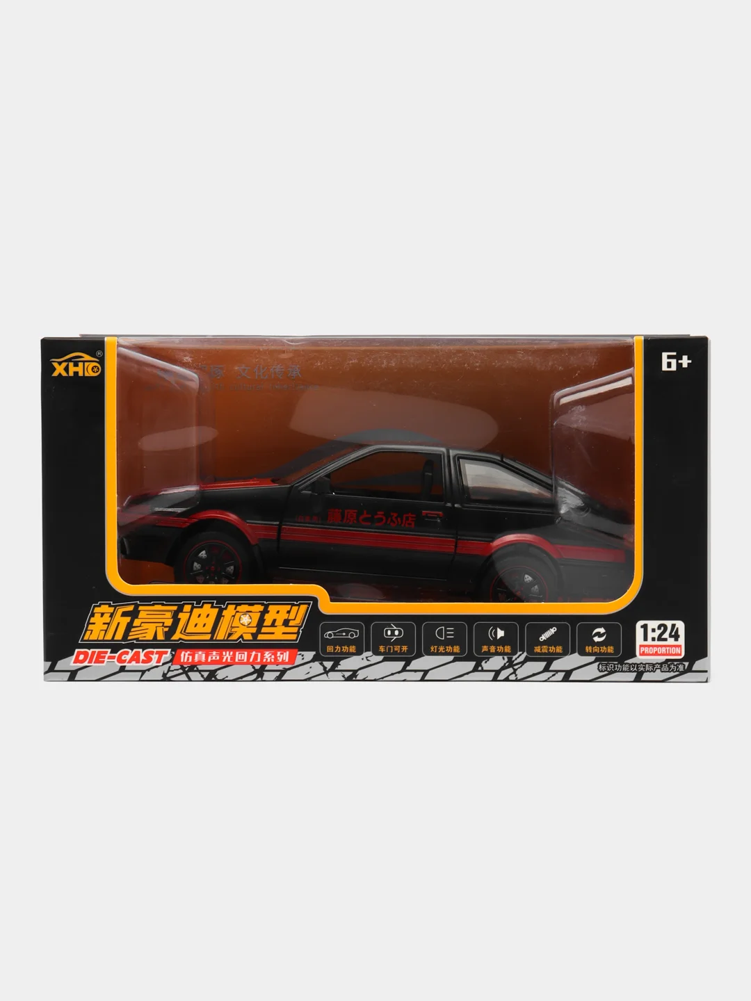 Красный металлическая машина Toyota Sprinter Trueno, 1:24, со звуком, 20 см