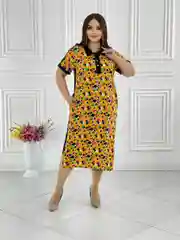 Желтый платье женское, повседневное, большой размер