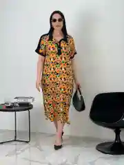 Желтый платье женское, повседневное, большой размер