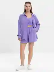 Аметистовый костюм тройка шорты, рубашка, топ