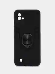 Угольный чехол противоударный для Realme C11 2021 / C20 (Реалми С20), с металлической подставкой