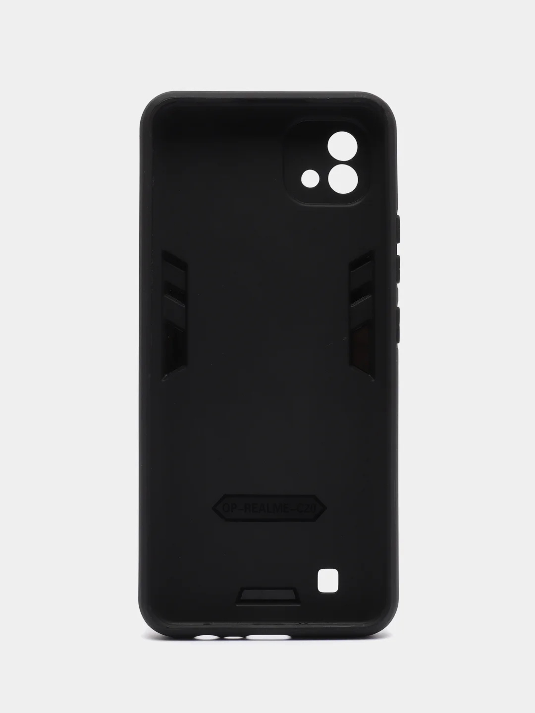 Угольный чехол противоударный для Realme C11 2021 / C20 (Реалми С20), с металлической подставкой