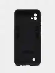 Угольный чехол противоударный для Realme C11 2021 / C20 (Реалми С20), с металлической подставкой
