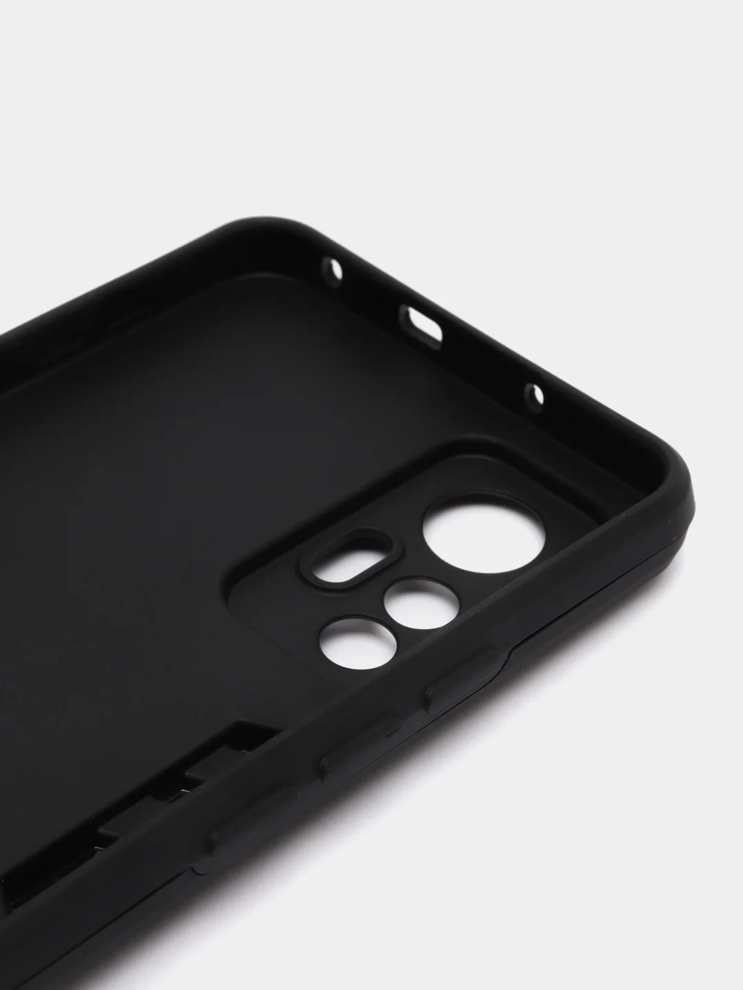 Угольный чехол противоударный для Xiaomi 12 Lite, Сяоми 12 Лайт с металлической подставкой