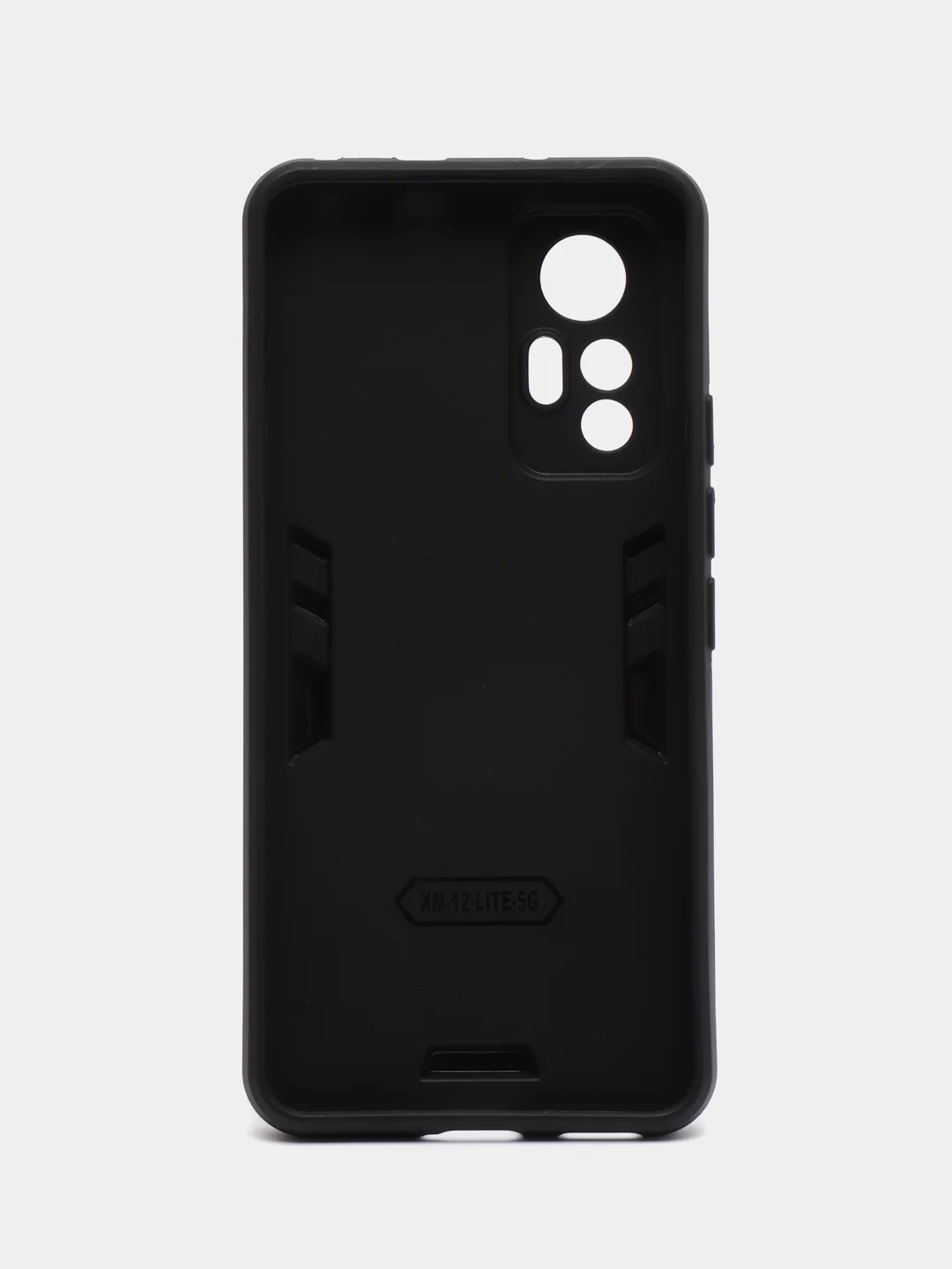 Угольный чехол противоударный для Xiaomi 12 Lite, Сяоми 12 Лайт с металлической подставкой
