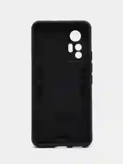 Угольный чехол противоударный для Xiaomi 12 Lite, Сяоми 12 Лайт с металлической подставкой