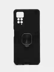 Угольный чехол противоударный Xiaomi Redmi Note 11 Pro / Note 12 с металлической подставкой