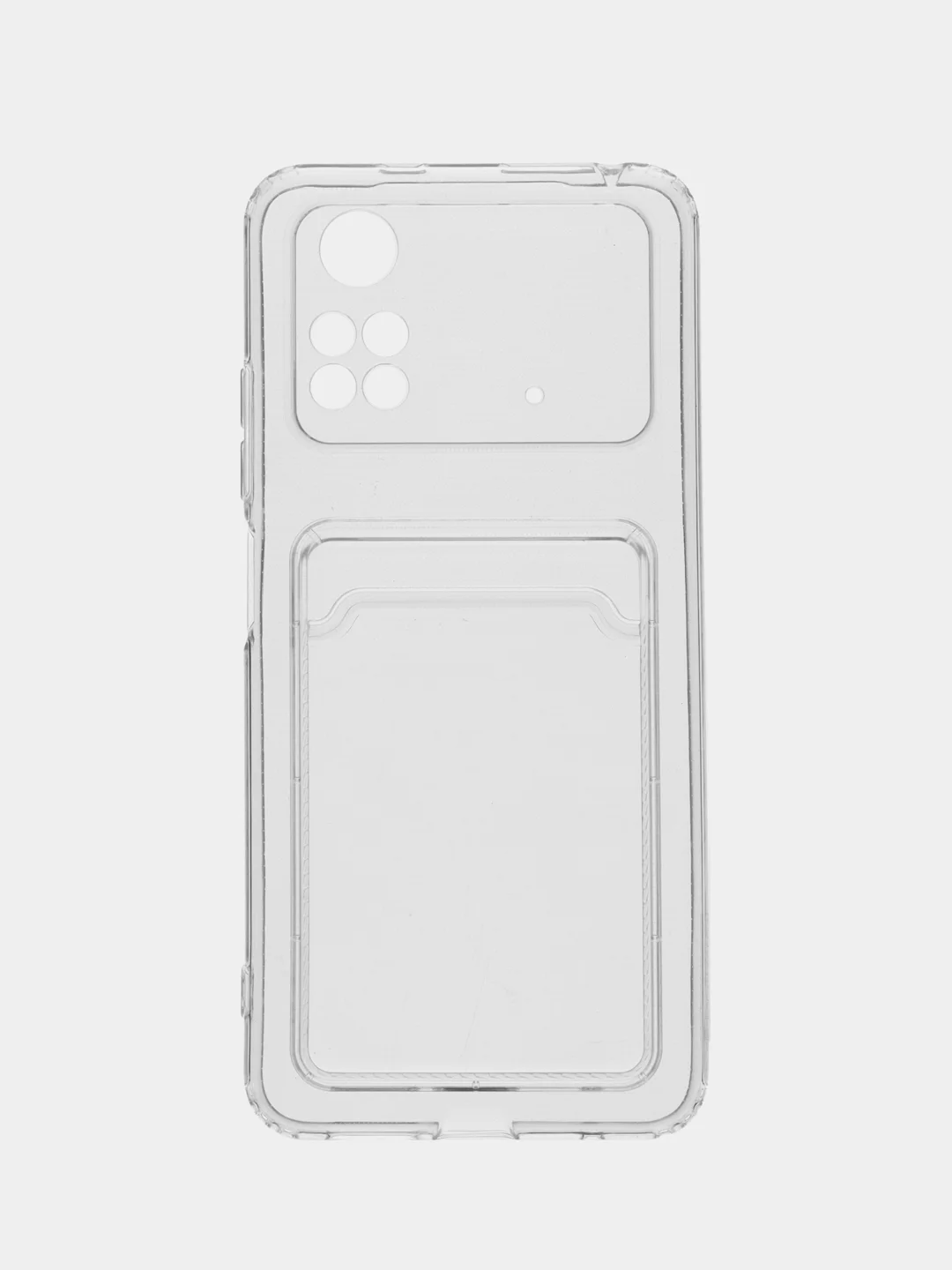 Прозрачный чехол с карманом для карт Xiaomi Poco M4 Pro 4G, прозрачный, силиконовый