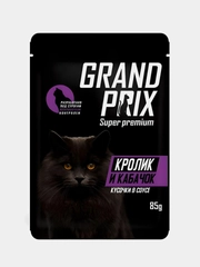 Влажный корм для кошек GRAND PRIX кусочки в соусе, Кролик и кабачок, 24 штуки по 85г